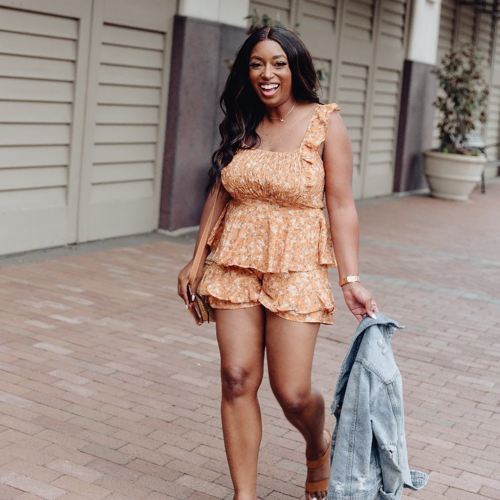 Womens Size Large Orange Shorts  Jumpsuit